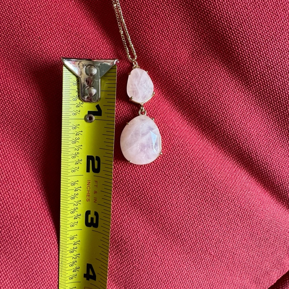 Pale Pink semi precious stone necklace. 30” length - Picture 5 of 7